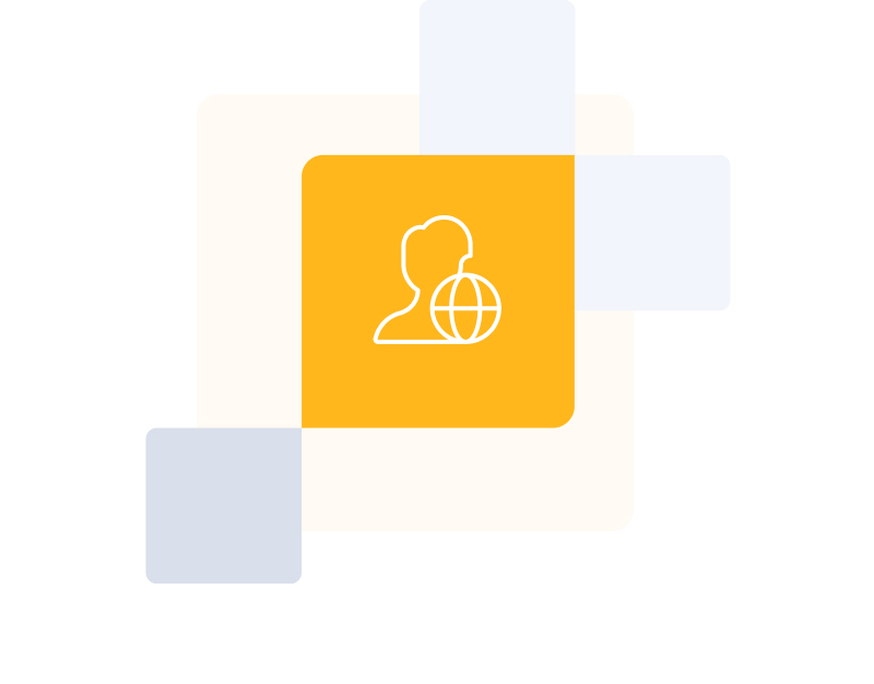 Person with world statistic graphic icon.