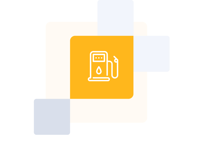 Fuel pump on orange background statistic icon.