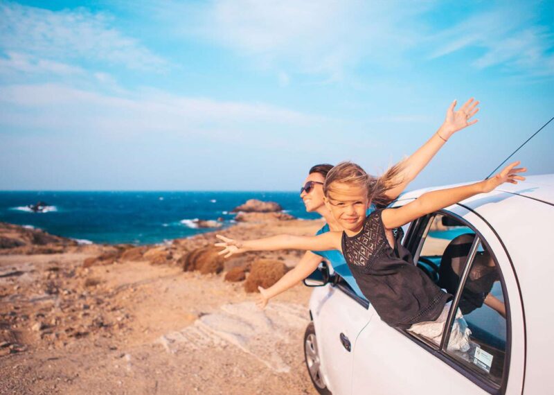 Family on vacation travel by car. Summer holiday and car travel concept