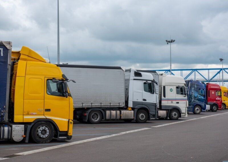 Trucks parked in a row