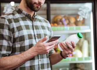 Shopper scanning product in convenience store to track targeted marketing effectiveness and ROI