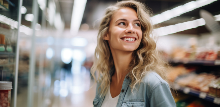Smiling convenience store shopper representing how PDI Loyalty transforms customer data into actionable insights, helping retailers personalize experiences, anticipate needs, and enhance shopper engagement.
