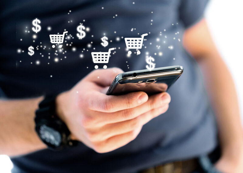 Man placing order on smart phone