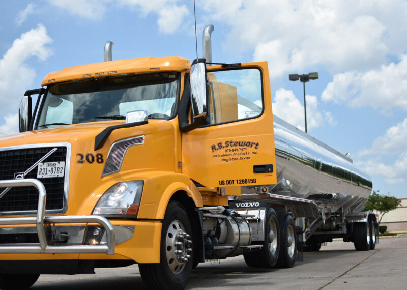 R.B. Stewart petroleum truck parked in lot