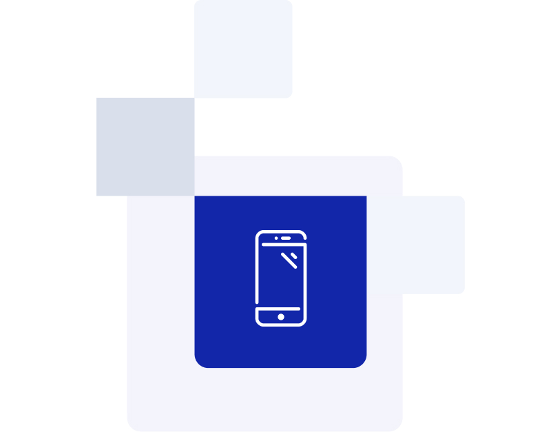 Person with headset icon with blue background