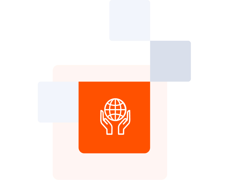 Building icon with orange background