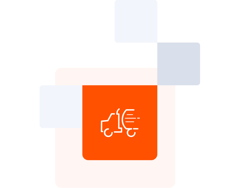 Fuel delivery truck on orange background statistical graphic icon.