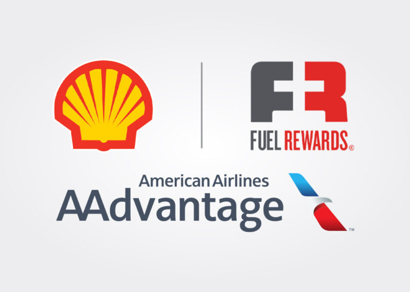 Collage of Shell, Fuel Rewards & AAdvantage logos