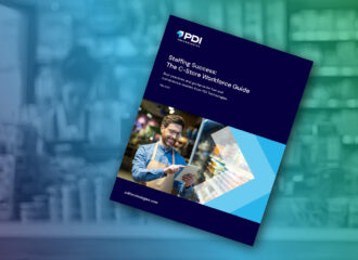 Cover image of the 'Staffing for Success' guide for convenience store workforce strategies, featuring a smiling c-store employee in uniform behind the counter