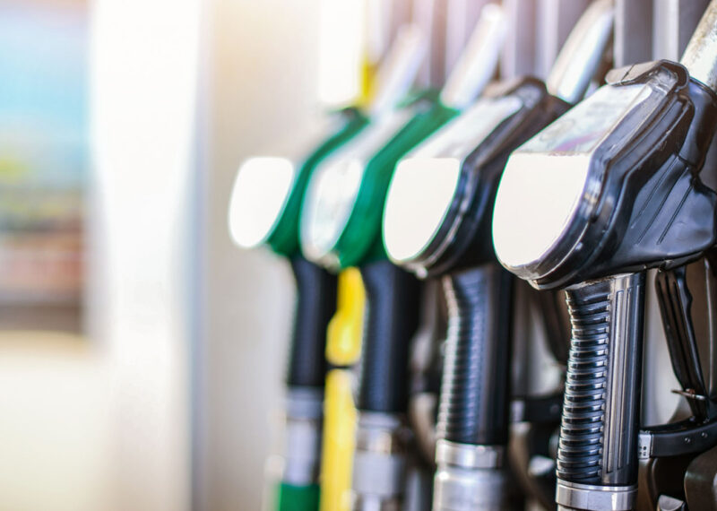 Fuel Nozzles at a gas station