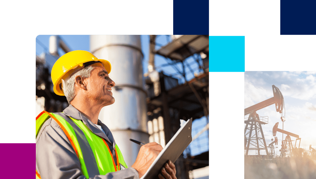 Mid age petroleum factory worker.